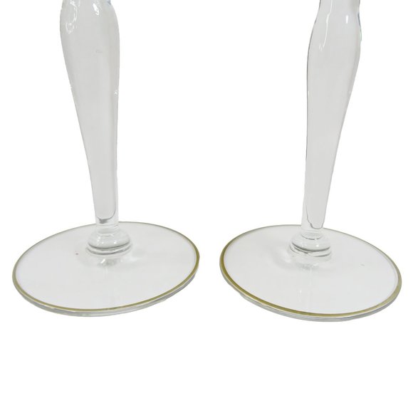 Vintage TWO (2) Tiffin? Minton? Gold Encrusted Band Clear Smooth 6.75" Glasses - Picture 6 of 15